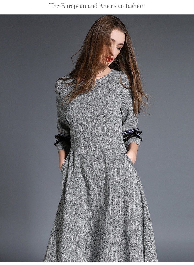 HIGH-QUALITY-New-Fashion-2017-Designer-Maxi-Dress-Women39s-34-Sleeve-Slit-Vintage-Casual-Long-Dress-32737135228