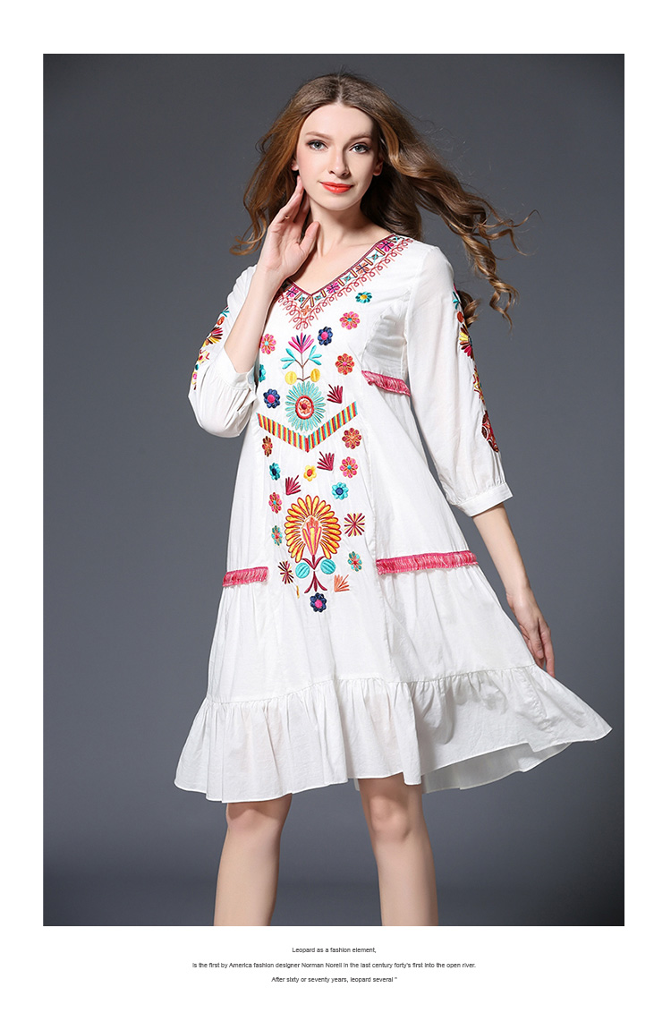 HIGH-QUALITY-New-Fashion-2017-spring-Dress-Women39s--V-neck-Bohemia-Embroidery-Dress-32793691018