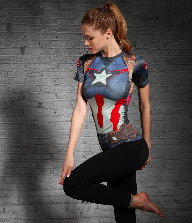 HOT-WOMEN-T-SHIRT-BODYS-ARMOUR-Compression-CAPTAIN-AMERICA-SUPERMAN-COMPRESSION-T-SHIRT-GIRL-UNDER-F-32679248797