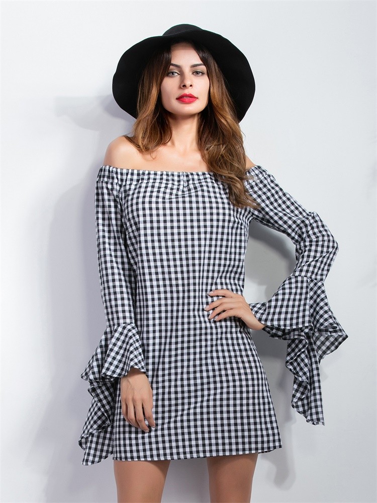 HSA-Spring-New-Arrivals-Women-Mini-Dresses-Black-and-White-Plaid-Sexy-Midi-Vestidos-Summer-bandage-d-32784481899