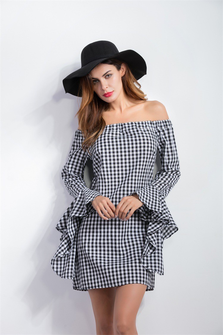 HSA-Spring-New-Arrivals-Women-Mini-Dresses-Black-and-White-Plaid-Sexy-Midi-Vestidos-Summer-bandage-d-32784481899