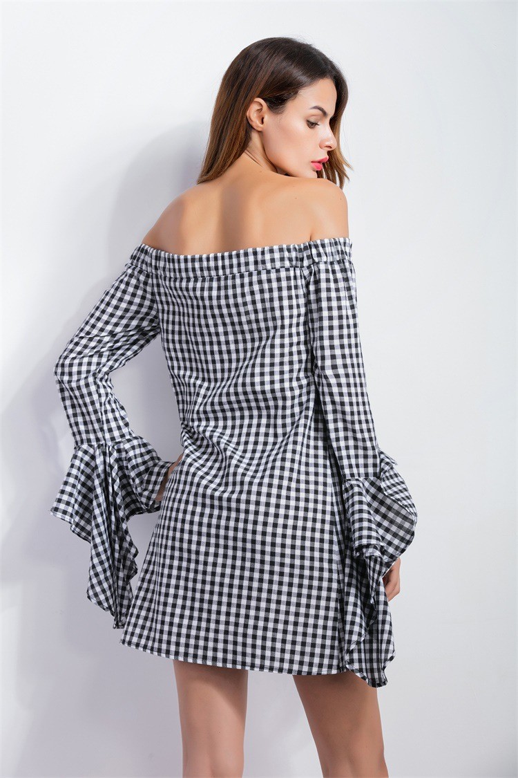 HSA-Spring-New-Arrivals-Women-Mini-Dresses-Black-and-White-Plaid-Sexy-Midi-Vestidos-Summer-bandage-d-32784481899