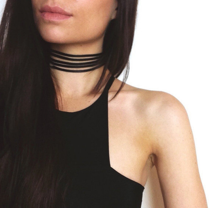Harajuku-9039s-Black-Velvet-Choker-Necklace-5-layers-Goth-Gothic-Handmade-Ribbon-Collar-Necklaces-Re-32687601781