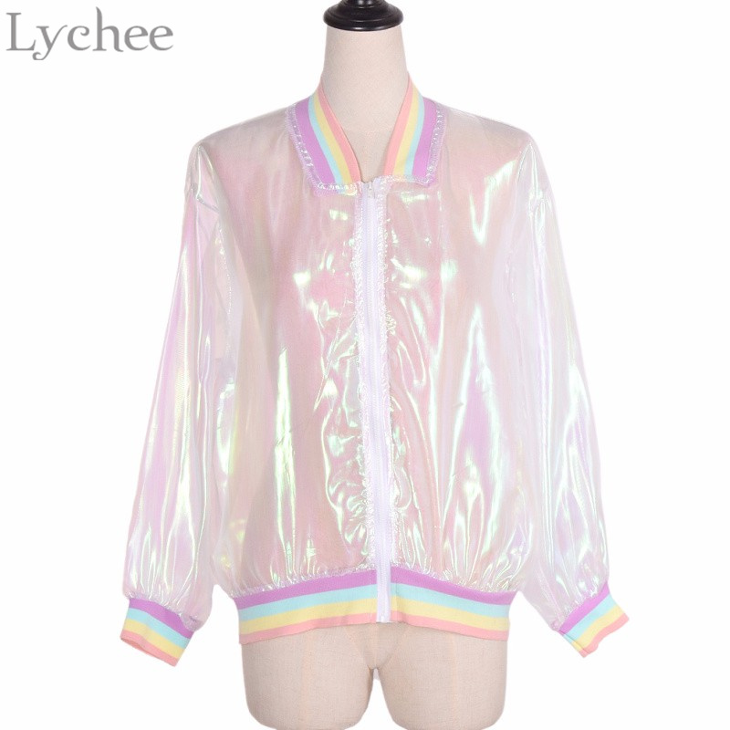 Harajuku-Summer-Women-Jacket-Laser-Rainbow-Symphony-Hologram-Women-BasicCoat-Clear-Iridescent-Transp-32712489059