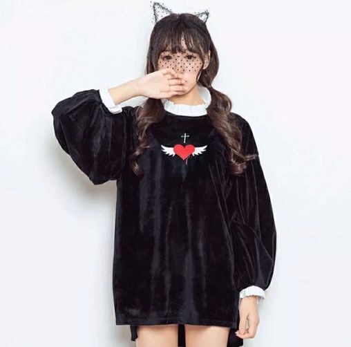 Harajuku-Velvet-Dress-For-Women-Japanese-Fashion-Dark-Black-Angel-Cross-Heart-Embroidery-Lolita-Fema-32779671863