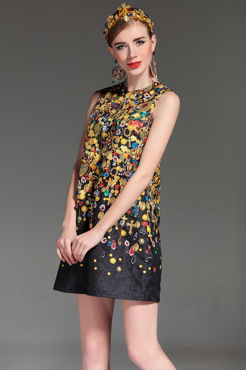 High-Quality-2017-Fashion-Designer-Runway-Summer-Dress-Women39s-Sleeveless-Straight-Luxury-Beading-J-32795149996