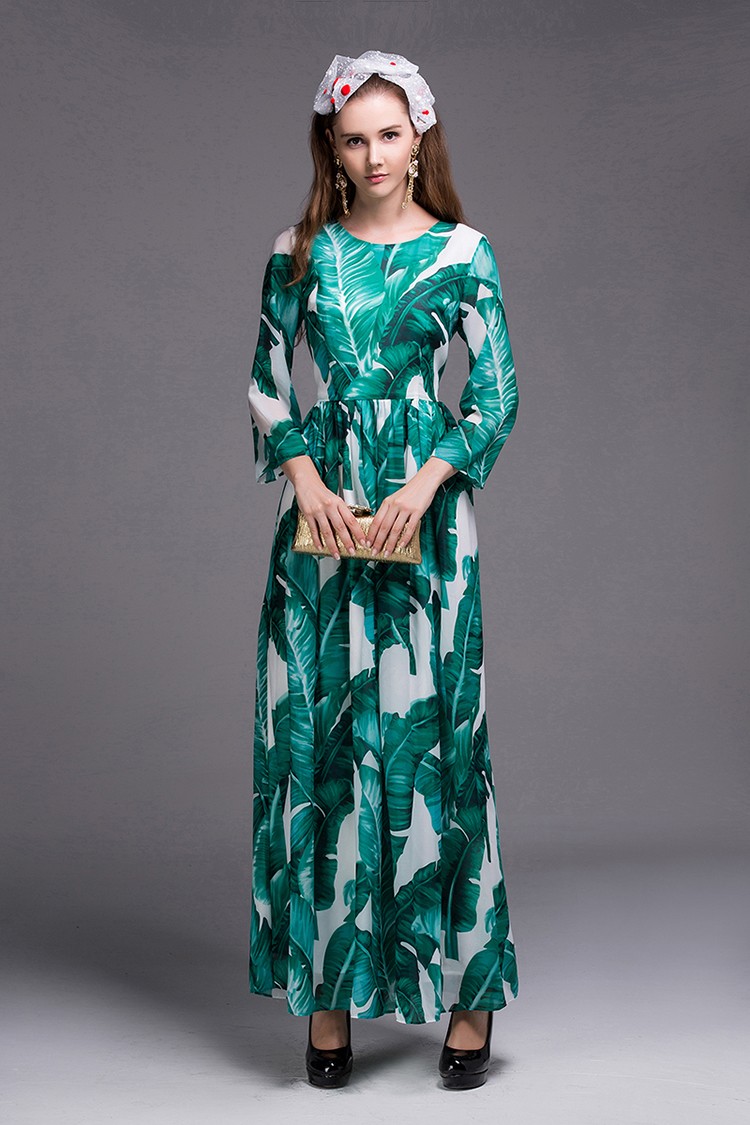 High-Quality-Dresses-Fashion-Summer-Autumn-New-Designer-Long-Sleeve-Banana-Leafs-Print--Floor-Length-32683189481