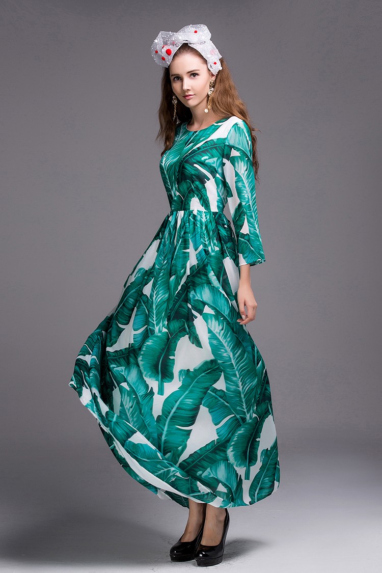 High-Quality-Dresses-Fashion-Summer-Autumn-New-Designer-Long-Sleeve-Banana-Leafs-Print--Floor-Length-32683189481