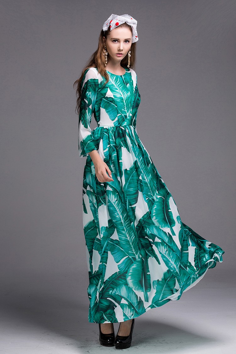 High-Quality-Dresses-Fashion-Summer-Autumn-New-Designer-Long-Sleeve-Banana-Leafs-Print--Floor-Length-32683189481