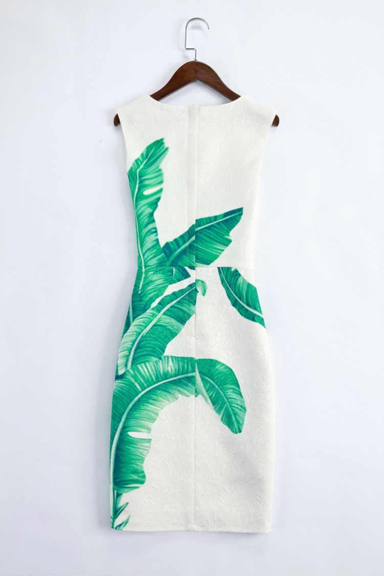 High-quality-2018--new-fashion-elegant-Banana-leaf-printed-designer-O-neck-sleeveless-slim-jacquard--32681771703