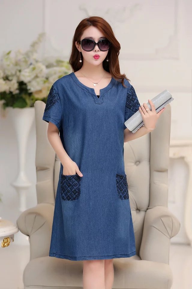 High-quality-Plus-size-women-Short-sleeves-Mandarin-Collar-dress-2017-new-fashion-summer-casual-eleg-32793144160