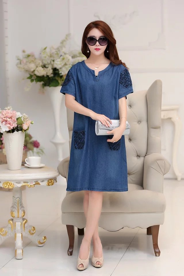 High-quality-Plus-size-women-Short-sleeves-Mandarin-Collar-dress-2017-new-fashion-summer-casual-eleg-32793144160