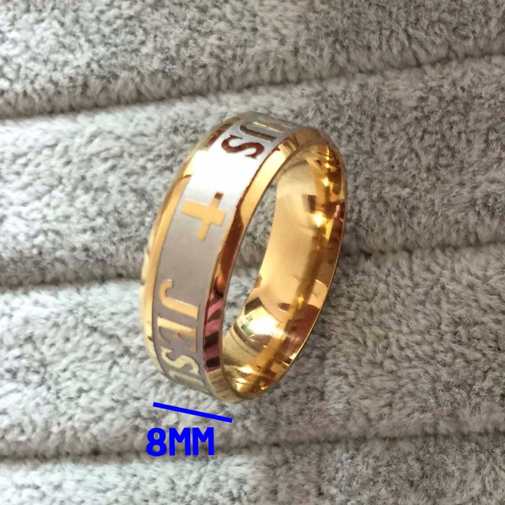 High-quality-large-size-8mm-316-Titanium-Steel-silver-gold-color-jesus-cross-Letter-bible-wedding-ba-32358005735