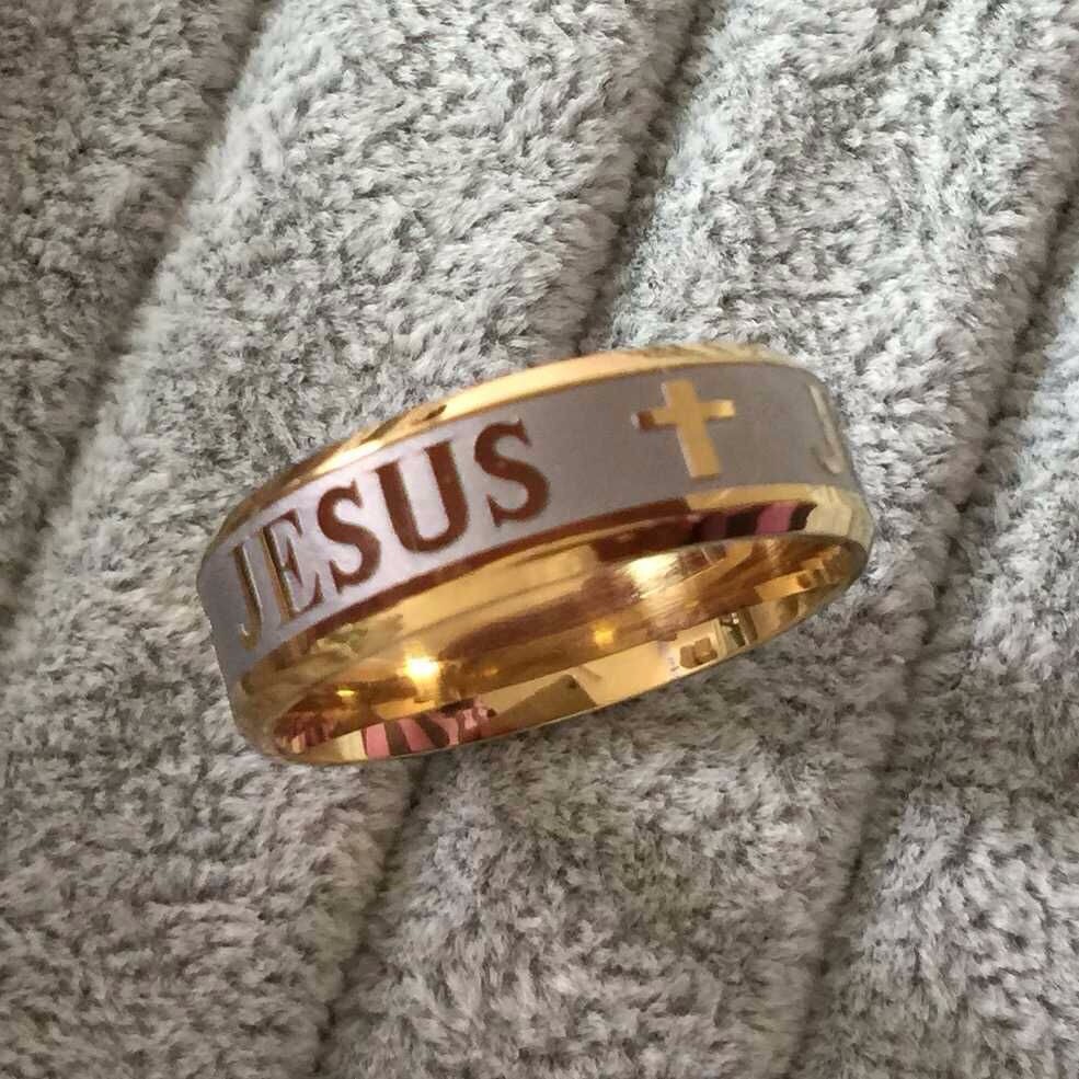 High-quality-large-size-8mm-316-Titanium-Steel-silver-gold-color-jesus-cross-Letter-bible-wedding-ba-32358005735