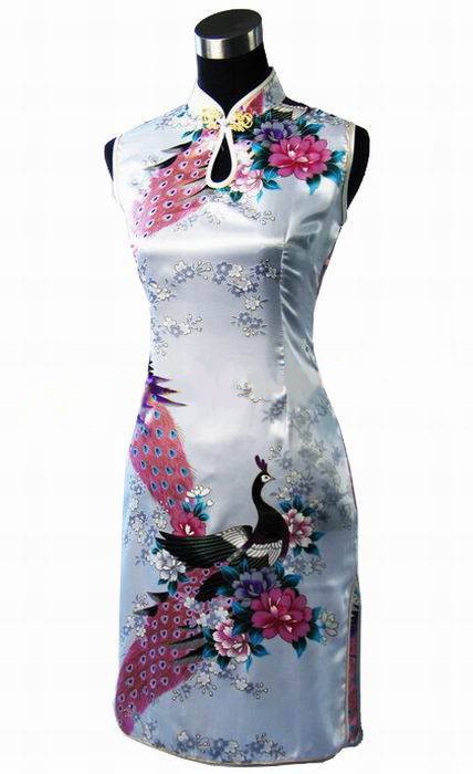 Hot-Sale-Black-Chinese-Womens-Silk-Rayou-Mini-Halter-Cheongsam-Qipao-Dress-Peafowl-Size-S-M-L-XL-XXL-1897594649