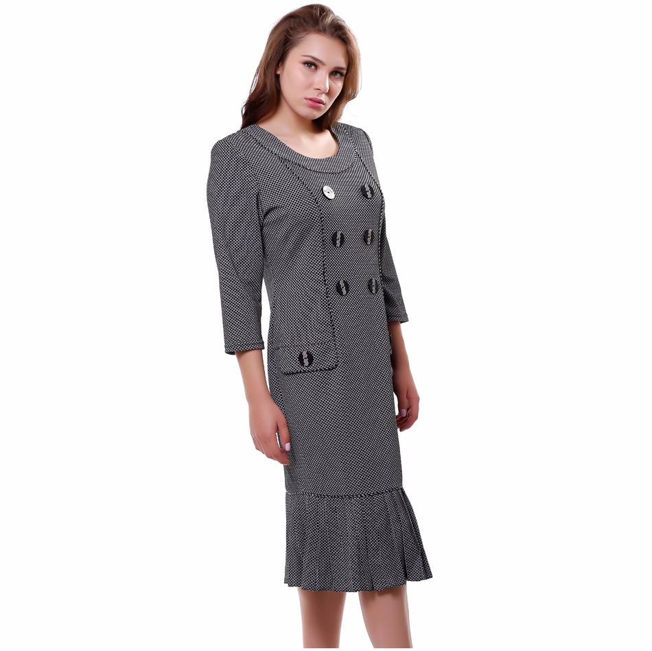 Hot-sale-Women39s-dresses-Autumn-Casual-Work-dress-Small-Plaid-Vintage-Pleated-Flounced-hem-Mid-Calf-32266655424
