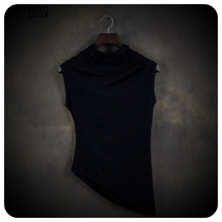 In-Summer-of-Cultivate-Morality-Sleeveless-Vest-High-Collar-Short-Sleeve-T-Shirt-Asymmetric-Clothes--32362339144