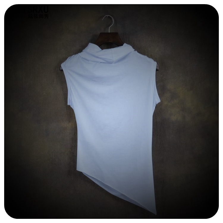 In-Summer-of-Cultivate-Morality-Sleeveless-Vest-High-Collar-Short-Sleeve-T-Shirt-Asymmetric-Clothes--32362339144