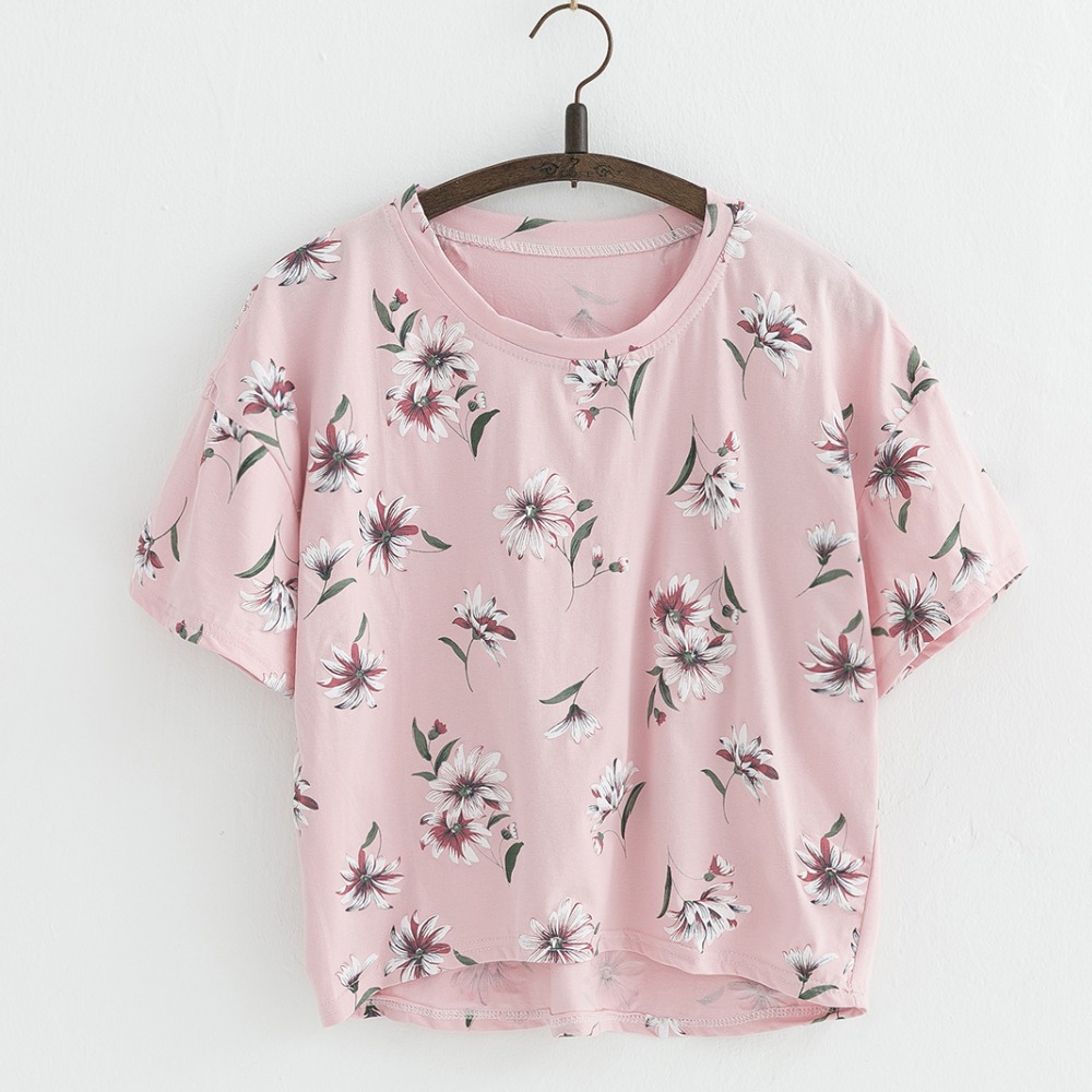 JKKUCOCO-Nice-Flowers-Cotton-T-shirt-Women-t-shirt-front-short-back-long-short-Sleeve-Casual-T-shirt-32794501586