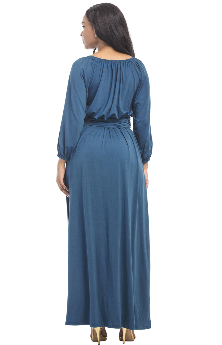 Jessie-Vinson-Fashion-Women-O-neck-Long-Puff-Sleeve-Maxi-Dress-Solid-Loose-Engagement-Wedding-Party--32764795458