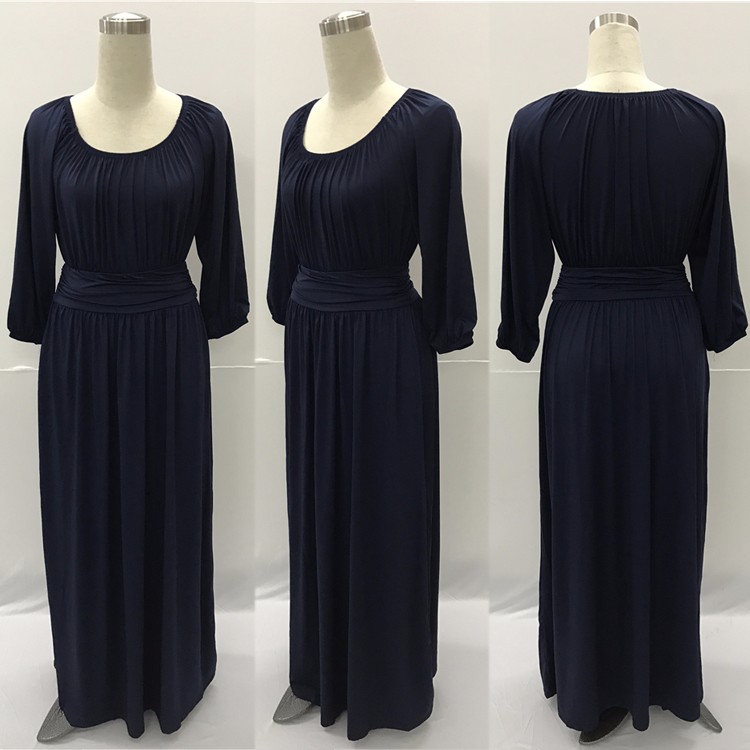 Jessie-Vinson-Fashion-Women-O-neck-Long-Puff-Sleeve-Maxi-Dress-Solid-Loose-Engagement-Wedding-Party--32764795458