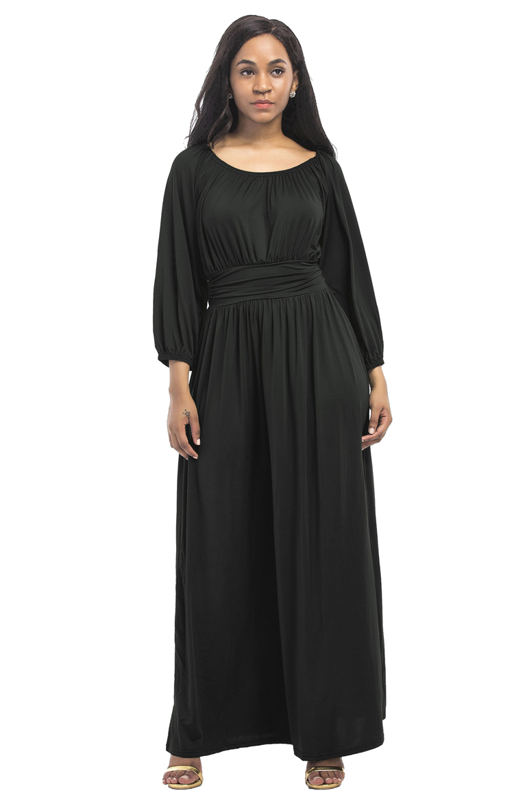 Jessie-Vinson-Fashion-Women-O-neck-Long-Puff-Sleeve-Maxi-Dress-Solid-Loose-Engagement-Wedding-Party--32764795458