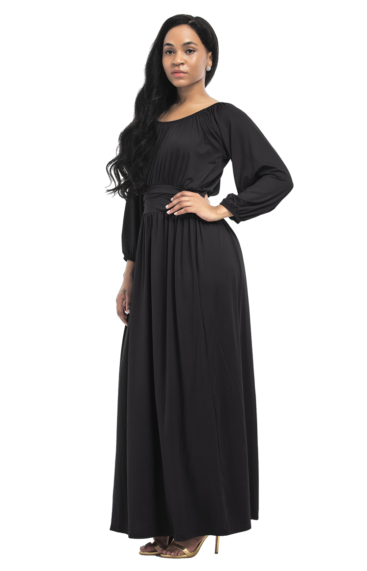 Jessie-Vinson-Fashion-Women-O-neck-Long-Puff-Sleeve-Maxi-Dress-Solid-Loose-Engagement-Wedding-Party--32764795458