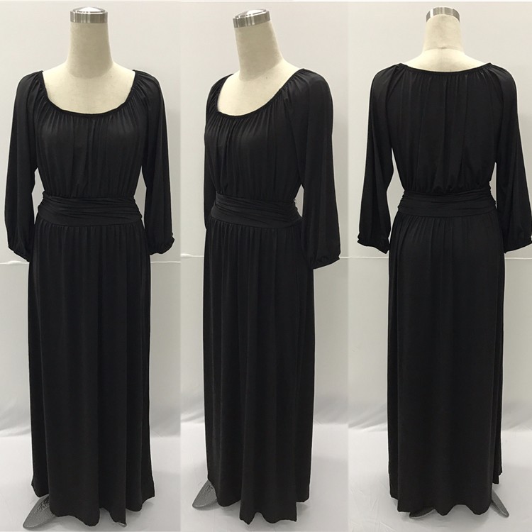 Jessie-Vinson-Fashion-Women-O-neck-Long-Puff-Sleeve-Maxi-Dress-Solid-Loose-Engagement-Wedding-Party--32764795458