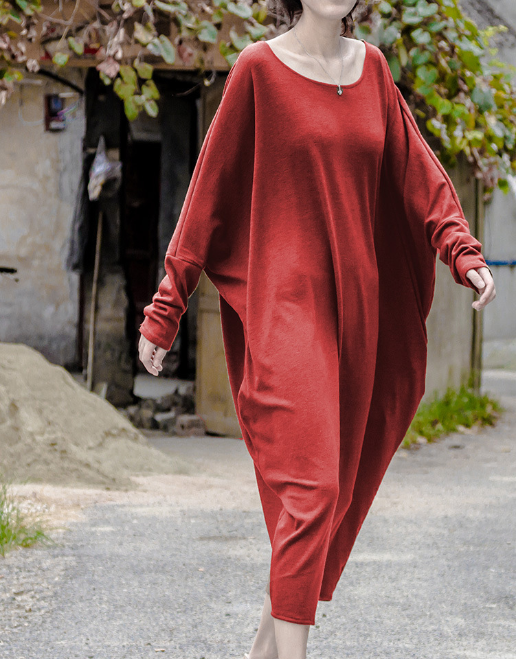 Johnature-Women-Maxi-Dress-Knitted-Loose-Bat-Sleeve-O-Neck-2018-Autumn-New-Warm-Warm-Plus-Size-Women-32723893450