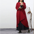 Johnature-Women-Maxi-Dress-Vintage-Robes-2018-Autumn-New-Loose-Cotton-Linen-Stand-Button-2-Colour-Ch-32713859919