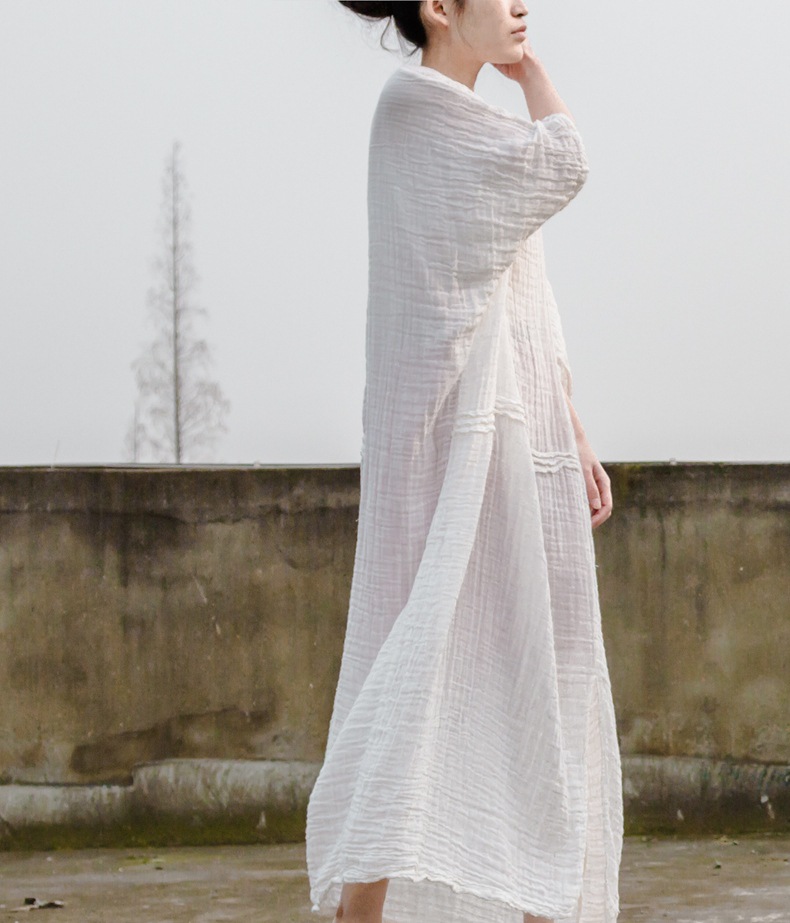 Johnature-Women-White-Dress-Robes-2018-New-Original-New-Autumn-Loose-O-Neck-Cotton-Maxi-Dress-Solid--32620650574
