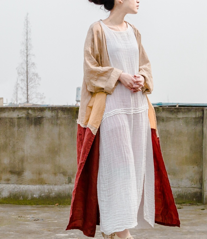 Johnature-Women-White-Dress-Robes-2018-New-Original-New-Autumn-Loose-O-Neck-Cotton-Maxi-Dress-Solid--32620650574