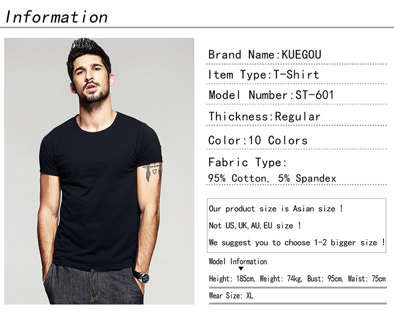 KUEGOU-Summer-Mens-Casual-T-Shirts-10-Solid-Colors-Brand-Clothing-Man39s-Wear-Short-Sleeve-Slim-T-Sh-32676681176