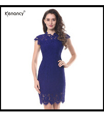Kenancy-2XL-2-Colors-Elegant-Applique-Red-Flower-Embroidery-V-neck-Office-Dress-Women-34-Sleeve-Shea-32777274843