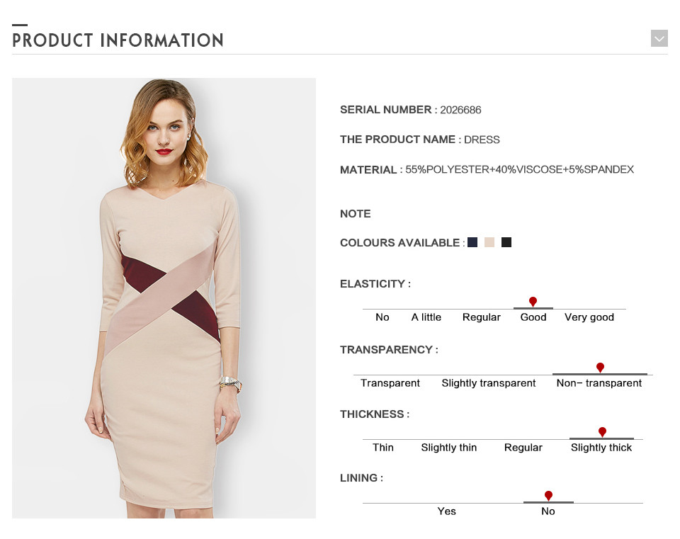 Kenancy-Fashion-Simple-Women-Autumn-Dress-Hit-Color-Stitching-Three-Quarter-Sleeve-V-neck-Knee-Lengt-32777429856