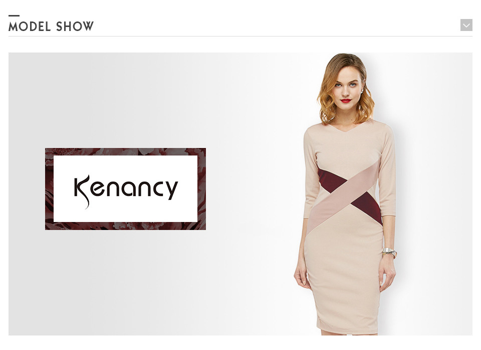 Kenancy-Fashion-Simple-Women-Autumn-Dress-Hit-Color-Stitching-Three-Quarter-Sleeve-V-neck-Knee-Lengt-32777429856
