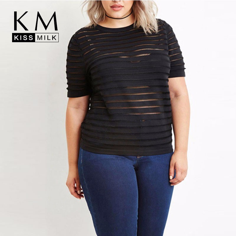 Kissmilk-Women-Plus-Size-Big-Size-3XL-4XL-5XL-6XL-Casual-Slim-Club-Tees-Fashion-Sexy-Sheer-Short-Sle-32703623828