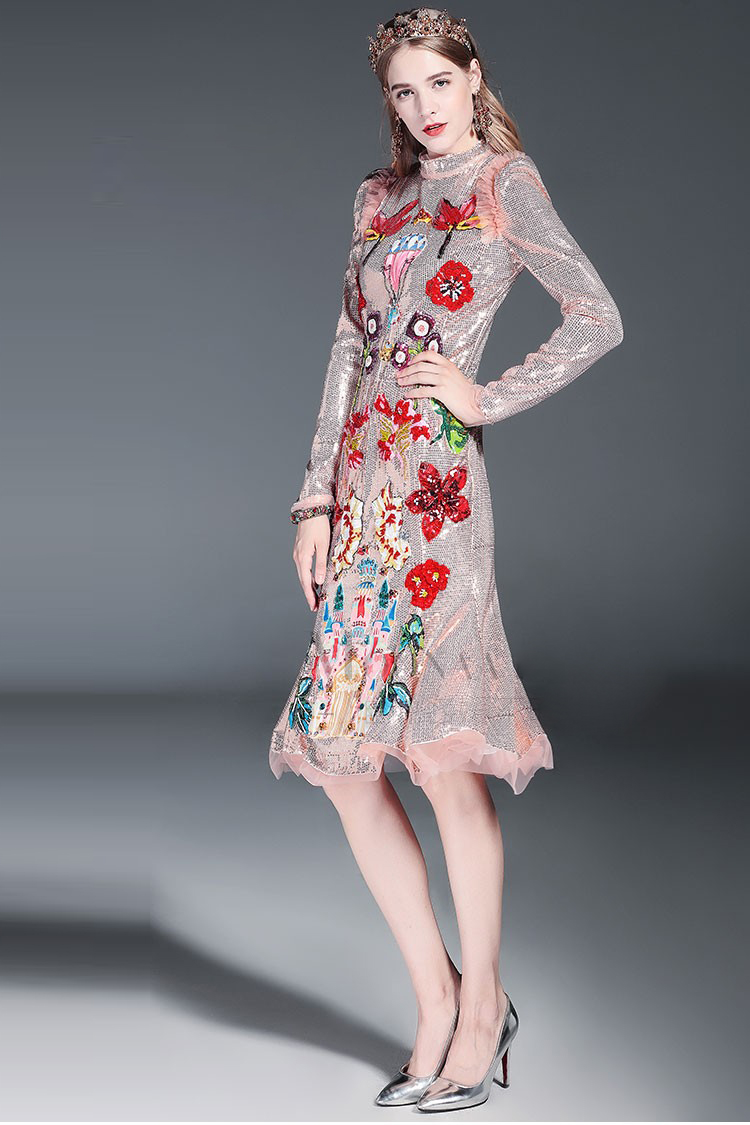 LD-LINDA-DELLA-Runway-Designer-Dress-Women39s-High-Quality-Long-Sleeve-Flower-Luxury-Sequined-Beadin-32738903075