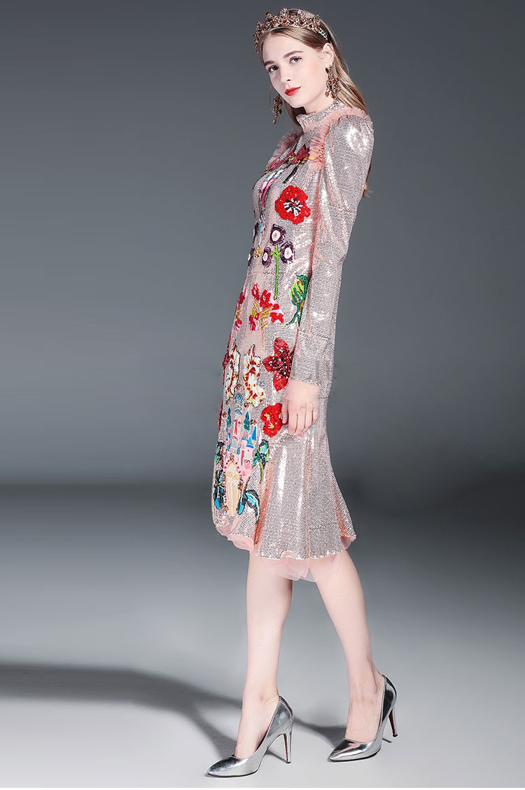 LD-LINDA-DELLA-Runway-Designer-Dress-Women39s-High-Quality-Long-Sleeve-Flower-Luxury-Sequined-Beadin-32738903075