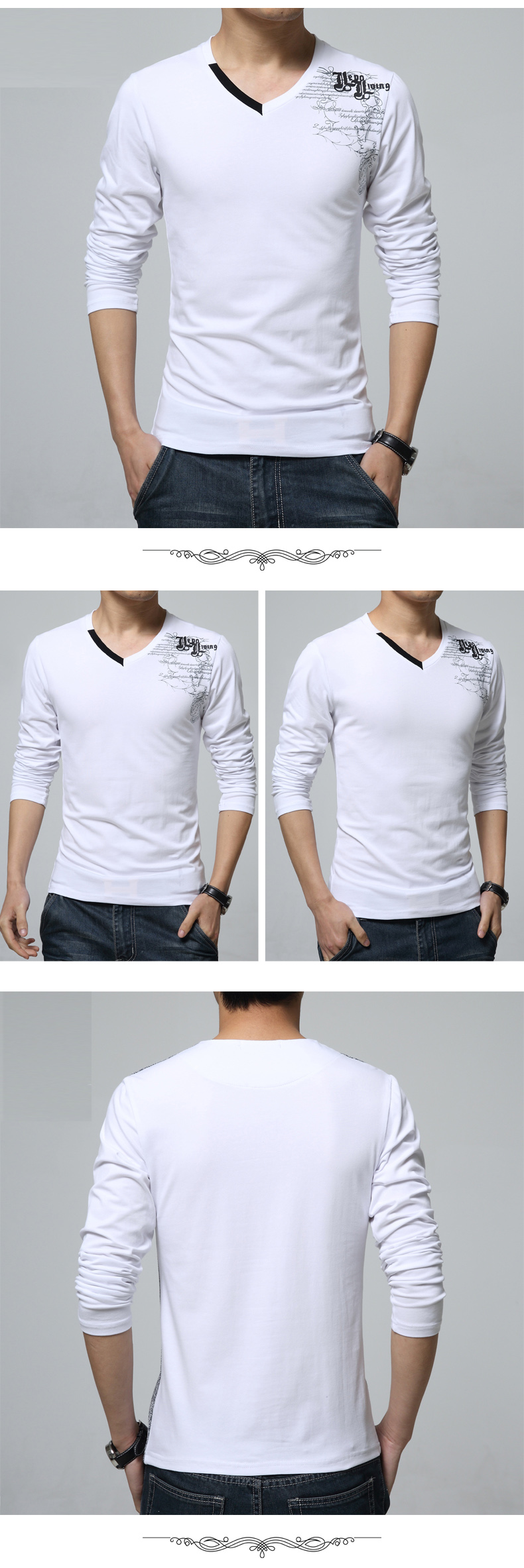 LEFTGU-t-shirt-New-2017-Fashion-Style-Plus-Size-Long-sleeved-V-Neck-Men39s-T-shirt-men-Asian-size-Te-32710990372