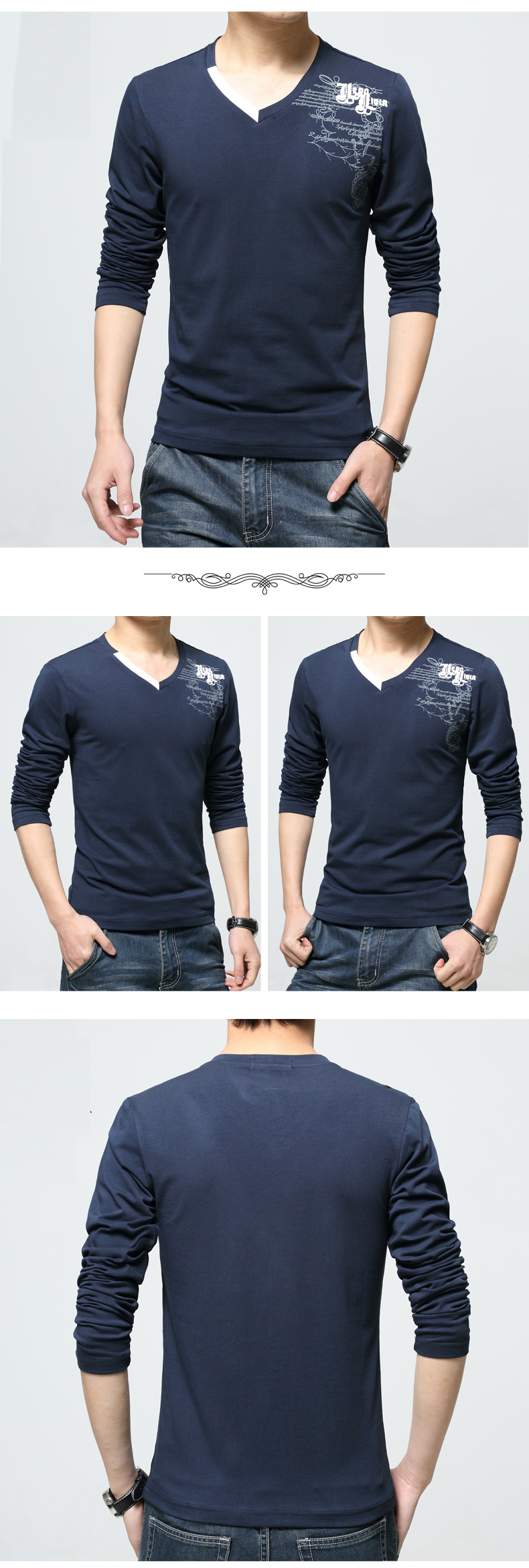 LEFTGU-t-shirt-New-2017-Fashion-Style-Plus-Size-Long-sleeved-V-Neck-Men39s-T-shirt-men-Asian-size-Te-32710990372