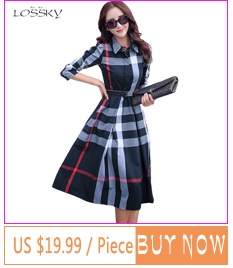 LOSSKY-2017-Spring-Women39s-Vestidos-Three-Quarter-Sleeve-Irregular-Womens-Shirt-V-Neck-Plaid-Dress--32767354772