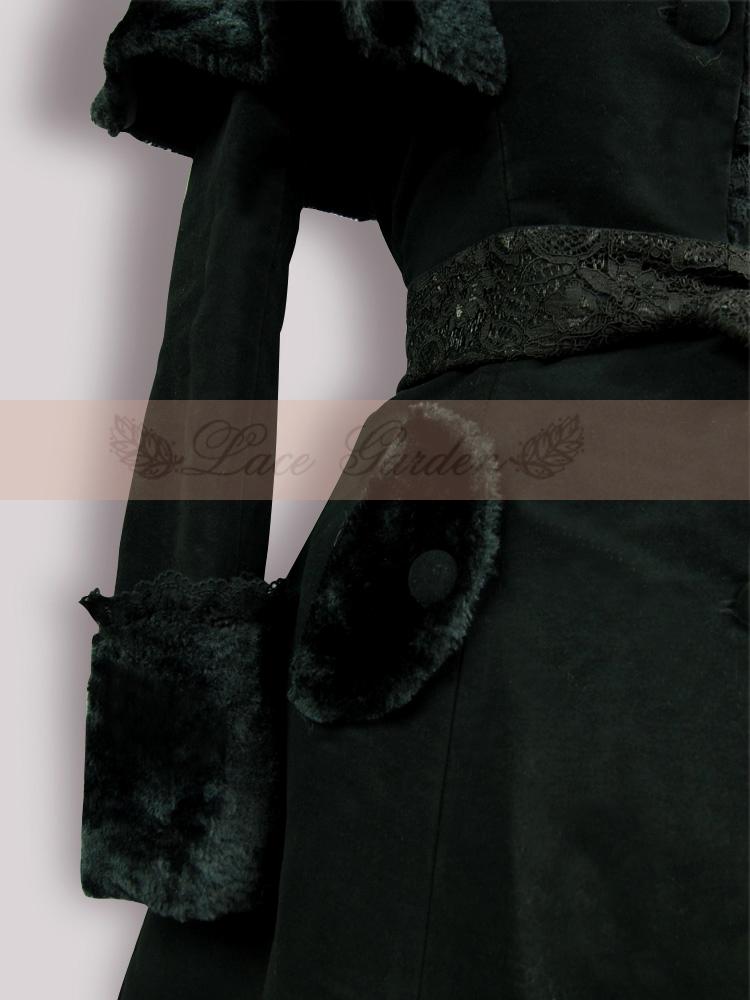 Lace-Garden-Branded-Gothic-Women39s-Wool-Coat-Black-Vintage-Long-Single-Breasted-Winter-Coat-with-Be-32767543816