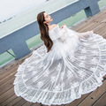 Lace-White-Princess-Dress-Pure-Cotton-Summer-2018-New-Elegant-Vintage-Half-Sleeve-Slash-Neck-Fairy-L-32661398273