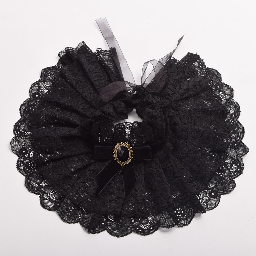 Lolita-Neck-Collar-Gothic-Punk-Neck-Ruff-Lace-Ribbon-Charm-Cosplay-Props-32651109237