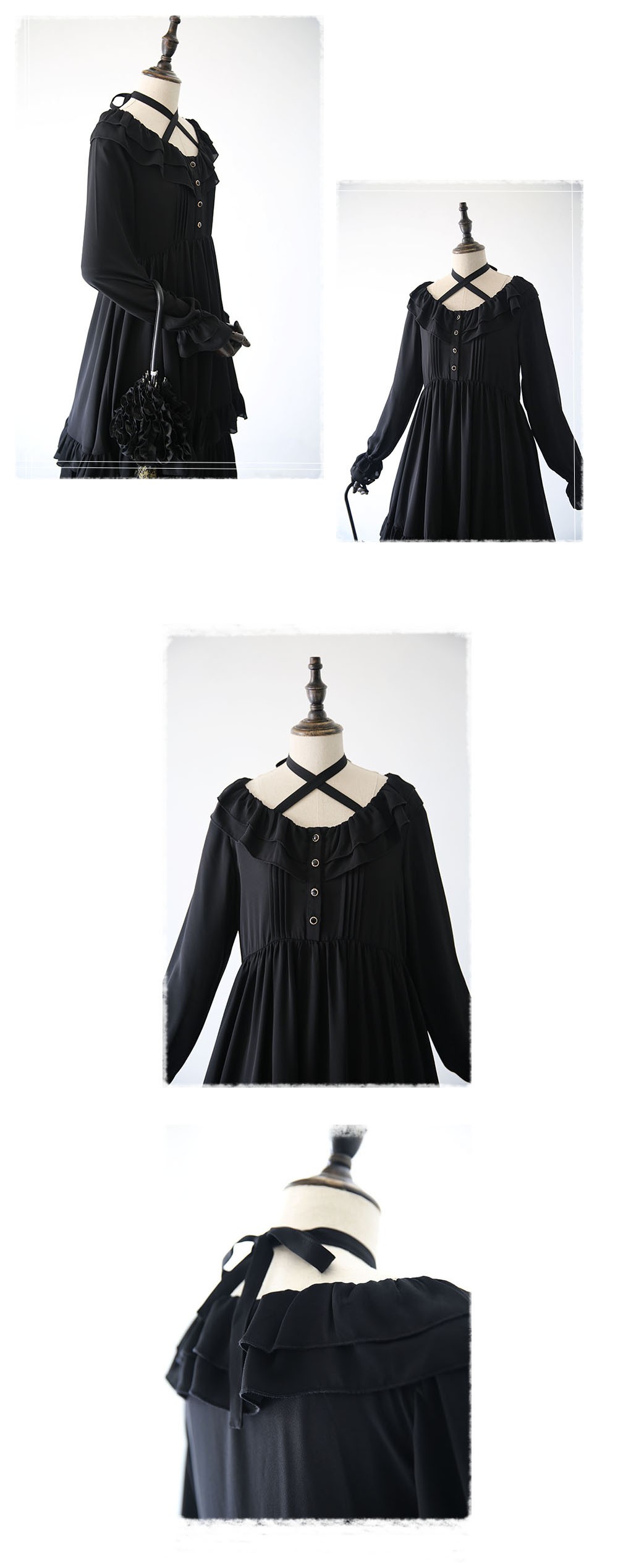 Lolita-Style-Black-Chiffon-Dress-Vintage-Retro-Royal--Women-Princess-Chiffon-Dress-Ruffle-Large-Size-32720910236