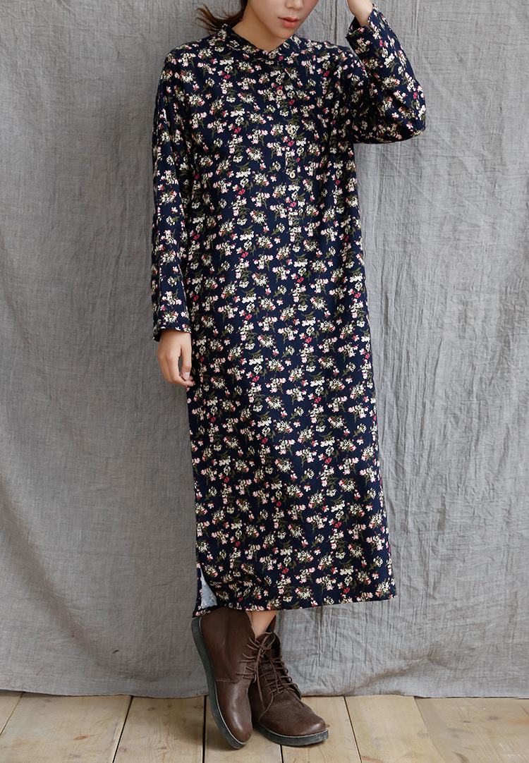 Long-sleeve-Flower-print-Women-Long-Dress-Cotton-Floral-Midi-long-Summer-Dress-Mori-girl-style-Loose-32666601402