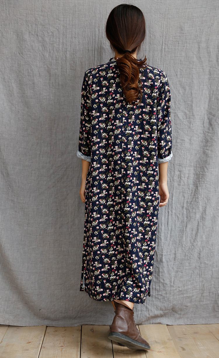 Long-sleeve-Flower-print-Women-Long-Dress-Cotton-Floral-Midi-long-Summer-Dress-Mori-girl-style-Loose-32666601402