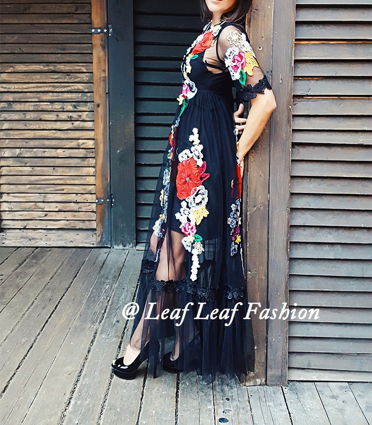 Luxury-Dress-New-2018-Summer-Fashion-Designer-New-Elegant-Flower-Embroidery-Appliques-Black-Mesh-Sli-32608718358