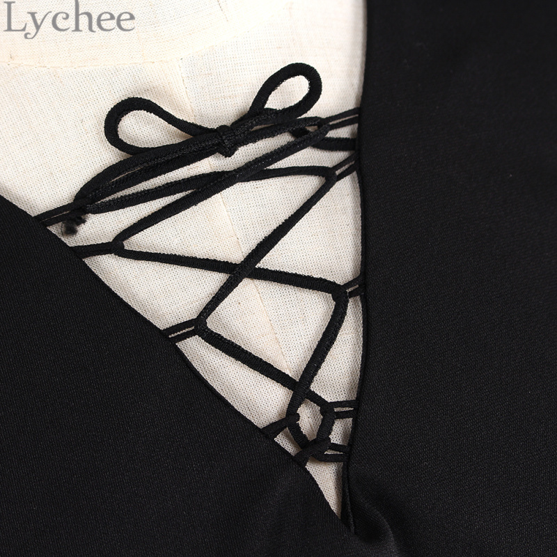 Lychee-Harajuku-Punk-Gothic-Women-Dress-V-Neck-Flare-Sleeve-Lace-Up-Dress-Casual-Party-Mini-Dress-32790539144